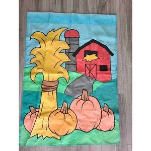 Fall Thanksgiving Pumpkin Farm Yard Flag 39x28